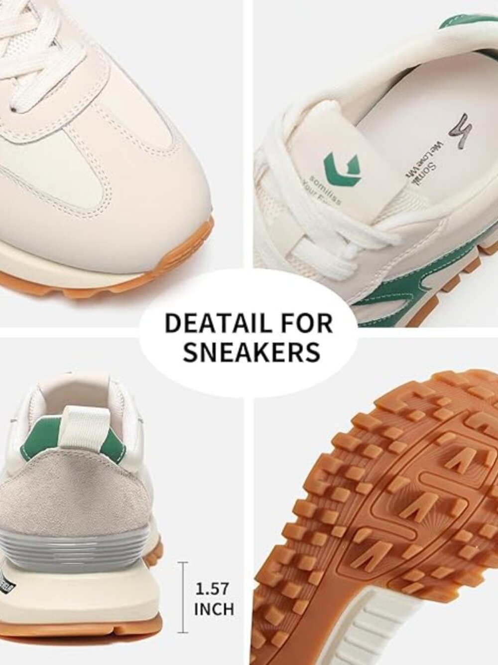 Casual Women's Sneakers: Green and Beige - Picture 6 of 6